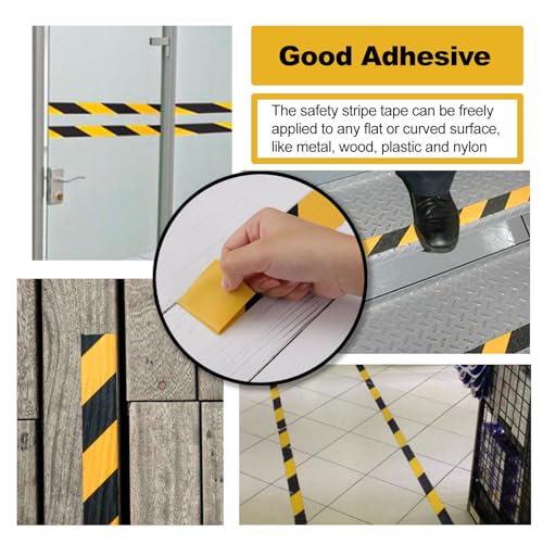 LeaGerous Yellow-Black Safety Warning Tape 2x36 Yards 4 Rolls