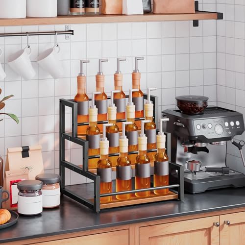 HOOBRO 3-Tier Syrup Rack Organizer for Coffee Bar and Kitchen