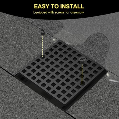 Yaseingoo 2PC 4 Inch Matte Black Shower Drain Cover