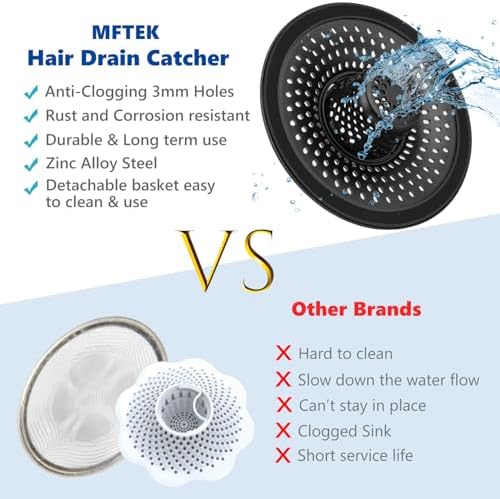 MFTEK Drain Hair Catcher Stainless Steel Black