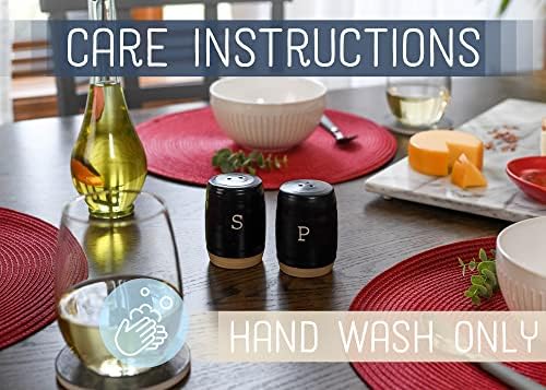 Nat Jules Raw Bottom Black Ceramic Salt Pepper Shaker Set