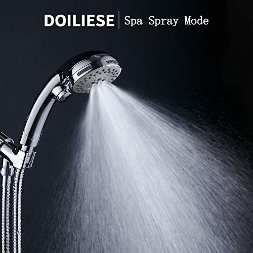 DOILIESE High Pressure 6-Setting Handheld Shower Head with Pause Spa Mode