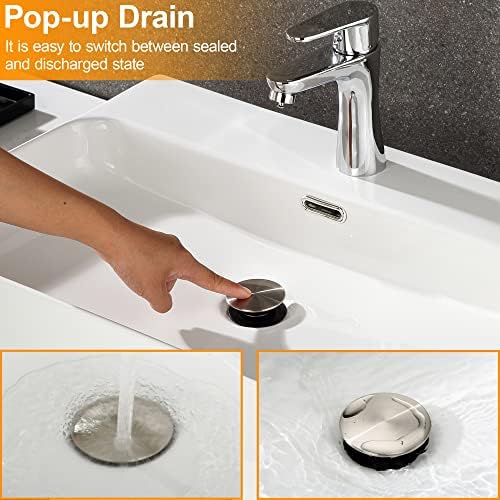 Pop Up Drain Stopper with Overflow for Vessel Sink Brushed Nickel
