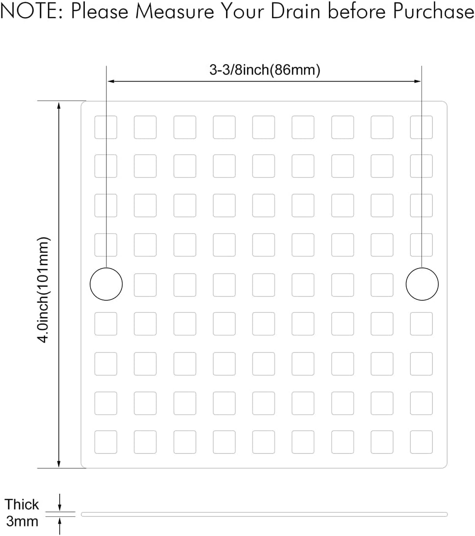 Yaseingoo 2PC 4 Inch Matte Black Shower Drain Cover