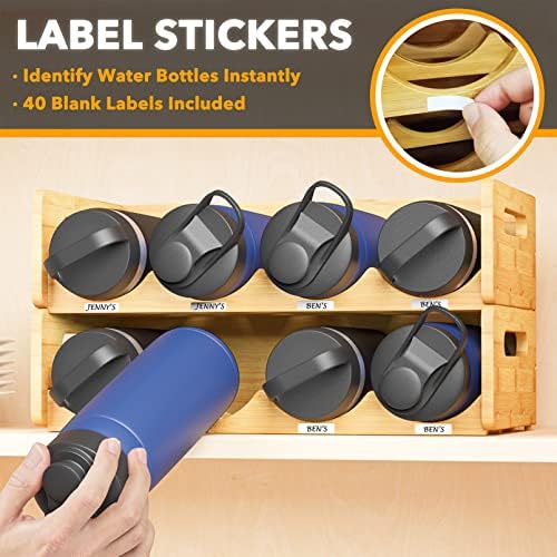SpaceAid Bamboo Water Bottle Organizer 2 Pack 4-Slot