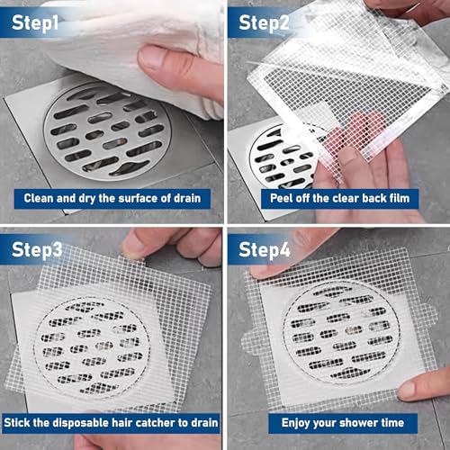 Qeke Disposable Hair Catcher Drain Stickers 50 Pack Square 41 Inch