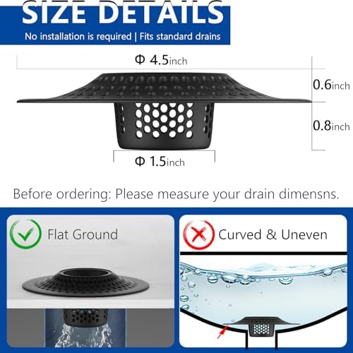 MFTEK Drain Hair Catcher Stainless Steel Black