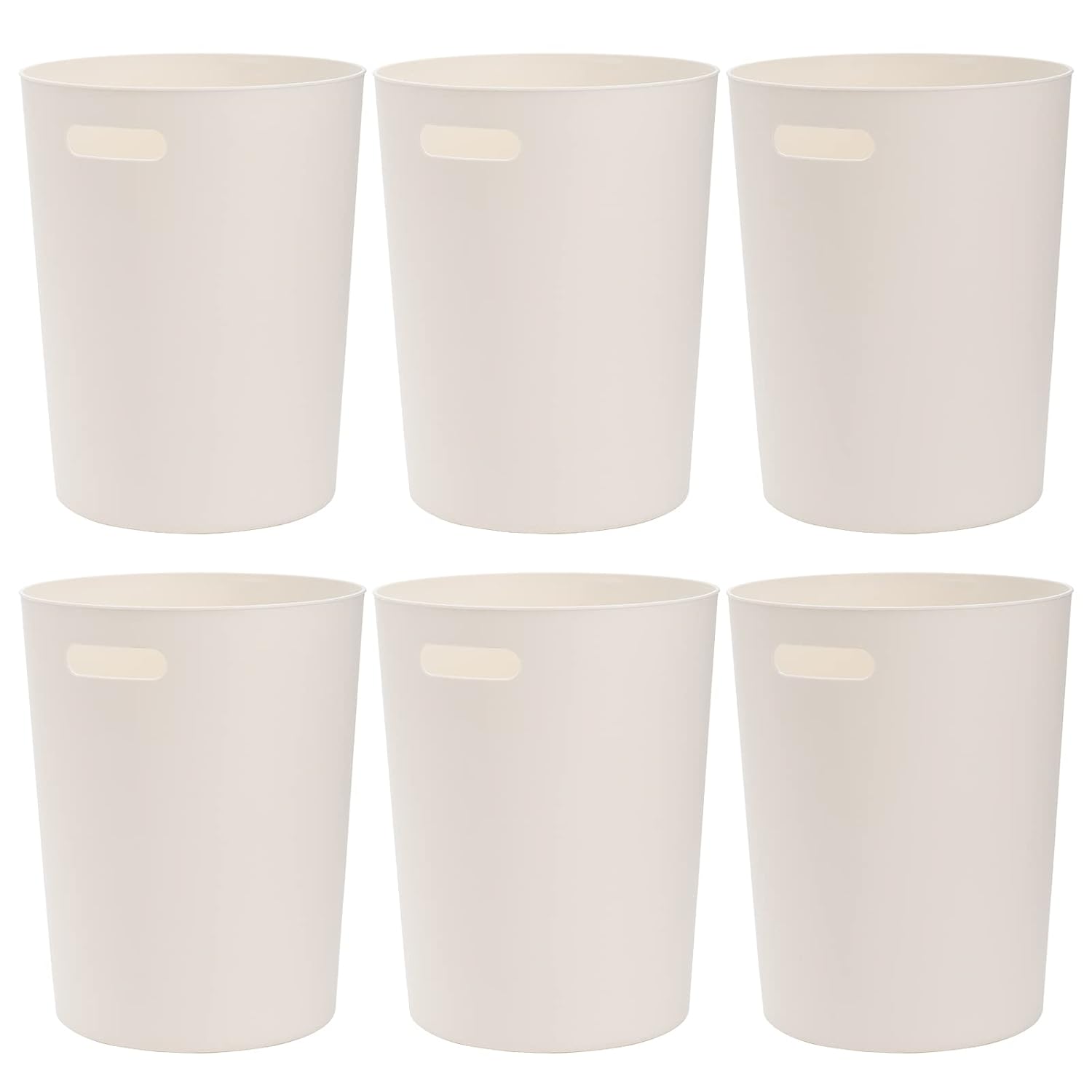 Lyellfe 6 Pack Small Trash Can 15 Gallon Round Wastebasket with Handles