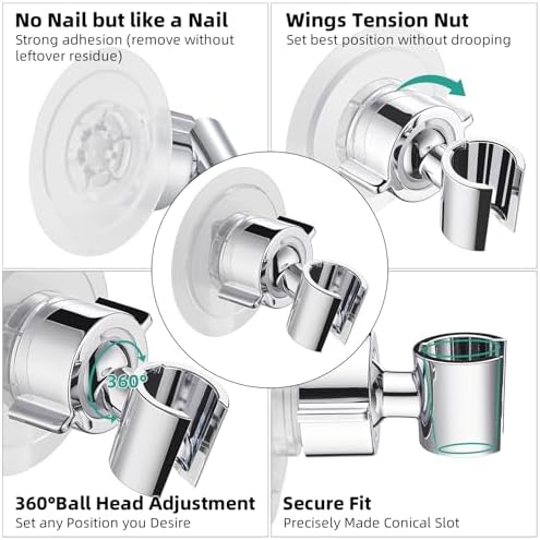 Cobbe Wall Mount Shower Head Holder - 360 Adjustable with Tension Nut