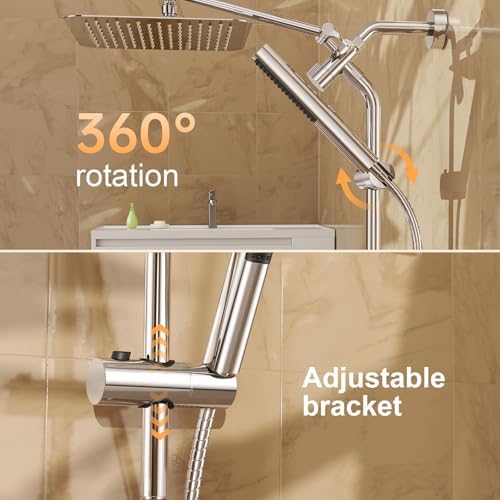 Veken 10 All Metal Rain Shower Head with Handheld Combo