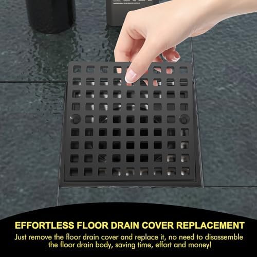 Yaseingoo 2PC 4 Inch Matte Black Shower Drain Cover