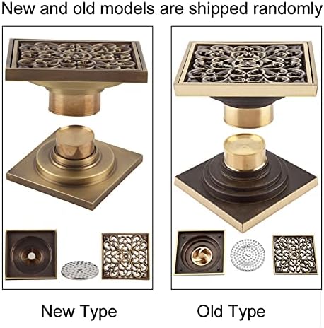 39 Inch Square Shower Drain in Antique Brass