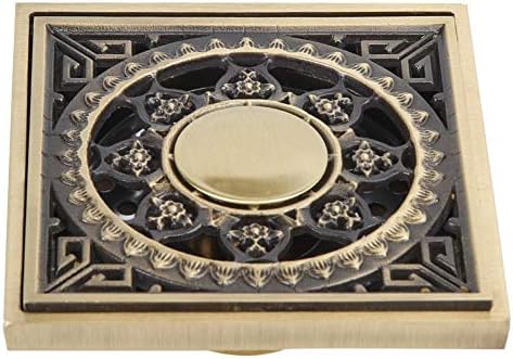 Yosoo Antique Brass Shower Floor Drain with Flower Carving