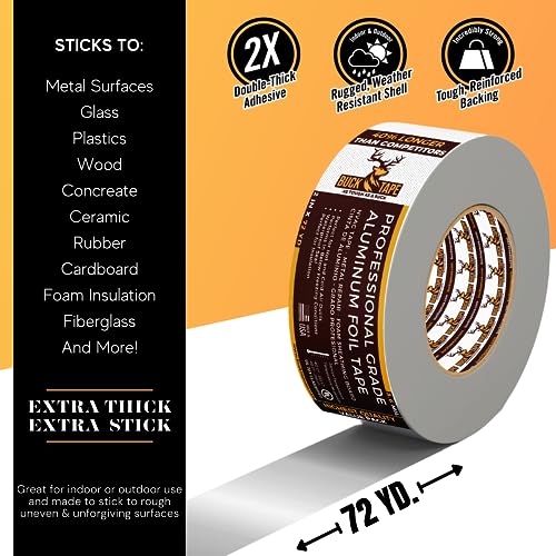 4 Pack Buck Aluminum Foil Tape 2 Inch x 216ft Heat Resistant 1