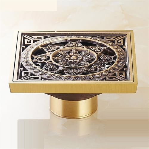 Antique Brass Carved Floor Drain 100mmx100mm YT-2111 1Pcs