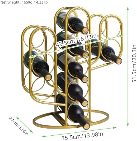 Mandaiter 10 Bottles Wine Rack with Cactus Design