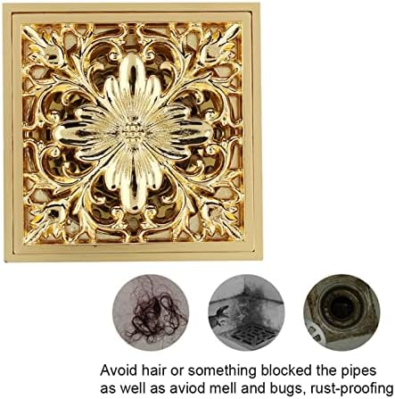 Topyond Brass Square Shower Drain with Antique Design