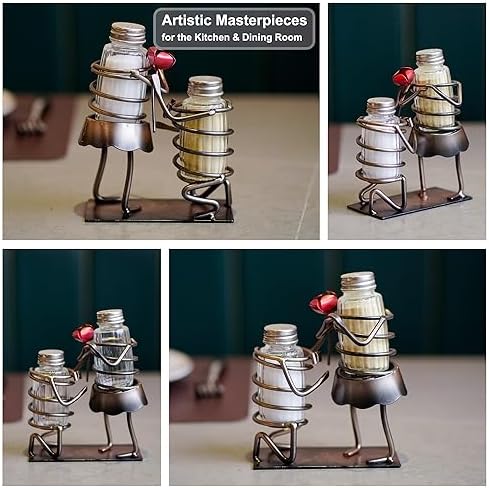 Funny Salt Pepper Shakers Set - Rose Lovers Holder Caddy