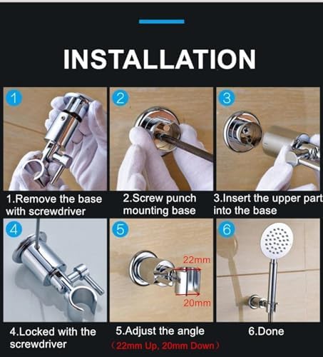 All Metal Shower Head Holder with 180 Adjustable Wand Mount