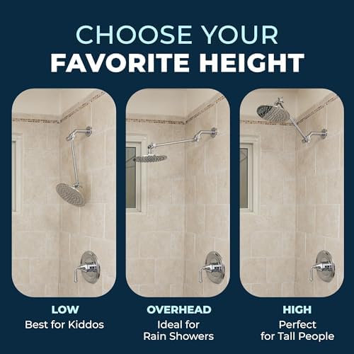 HammerHead Showers All Metal 16 Inch Adjustable Arm - Chrome Shark Teeth Locking