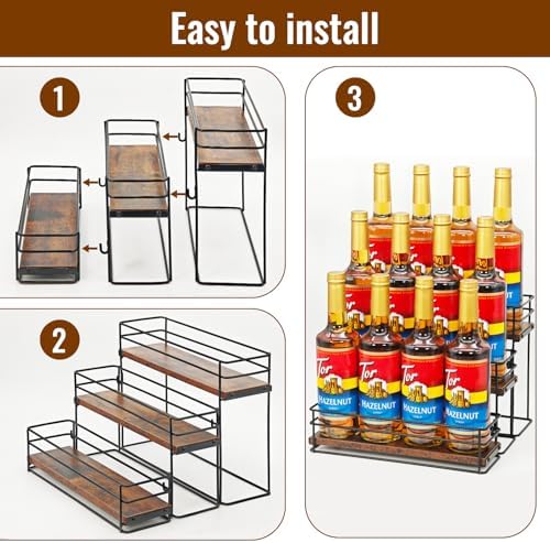 AUATRONNE 3 Tier Coffee Syrup Rack Organizer