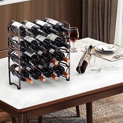 Simple Trending 4-Tier Wine Rack with Bronze Finish