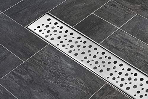 DreamDrains 32 in Linear Shower Drain with Rain Pattern Grate
