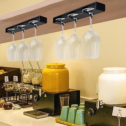 Vaisoeny Wine Glass Holder 2 Pack Black No Drilling
