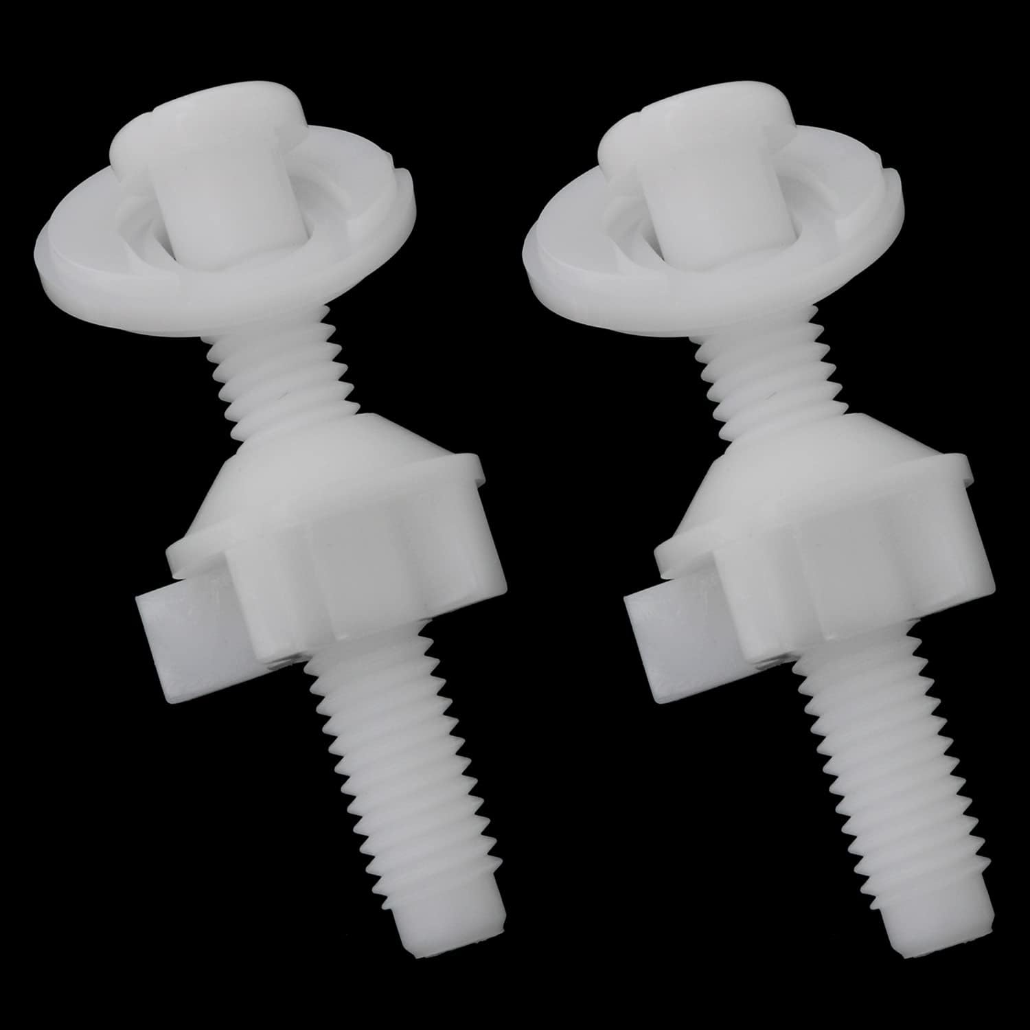 ZZLZX Toilet Seat Screws 4Set White Plastic Hinge Bolts with Nuts and Washers