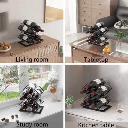 KOKSTOP 6-Bottle Countertop Wine Rack Modern Black Metal Holder