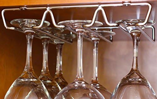 DecoBros Under Cabinet Wine Glass Stemware Rack Holder Chrome