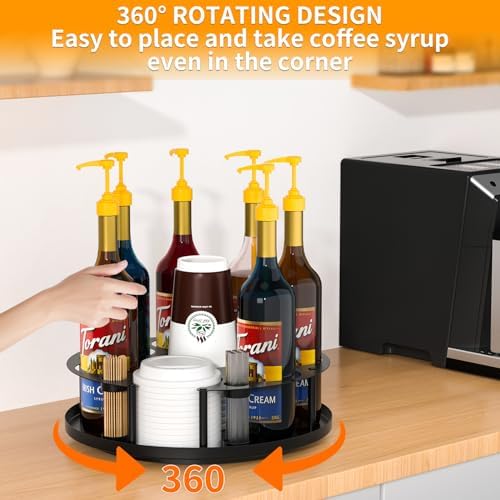8 Bottles Coffee Syrup Organizer Rotating Holder