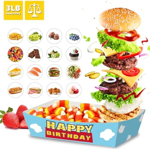 KERINGO 50 Pack 3Lb Toy Story Paper Food Trays
