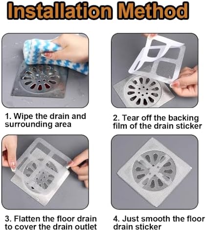 Zengerent 50Pc Drain Hair Catcher Mesh Stickers for Bathroom Bathtub Kitchen