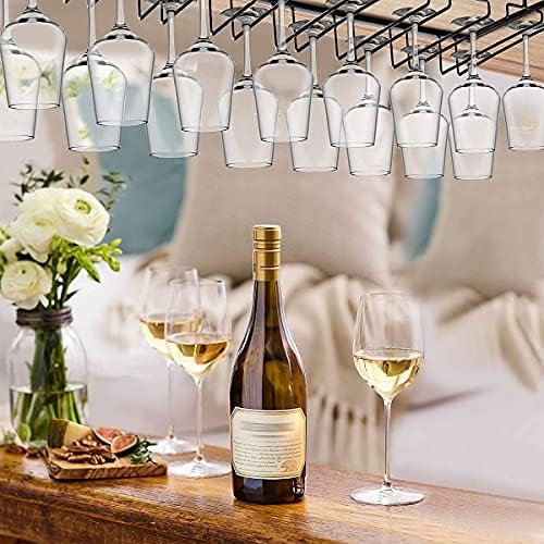 Xverycan 8 Row Wine Glass Rack Metal Stemware Holder with Screws Black