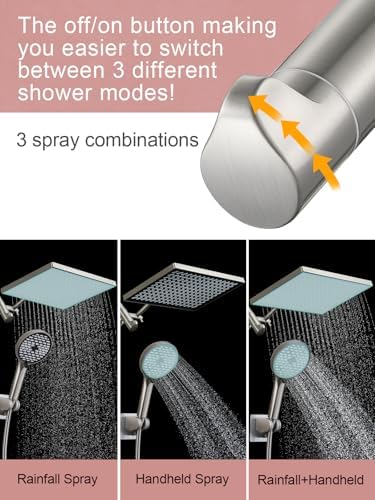 Cobbe 118 Inch Rain Shower Head with 6 Modes Handheld Combo