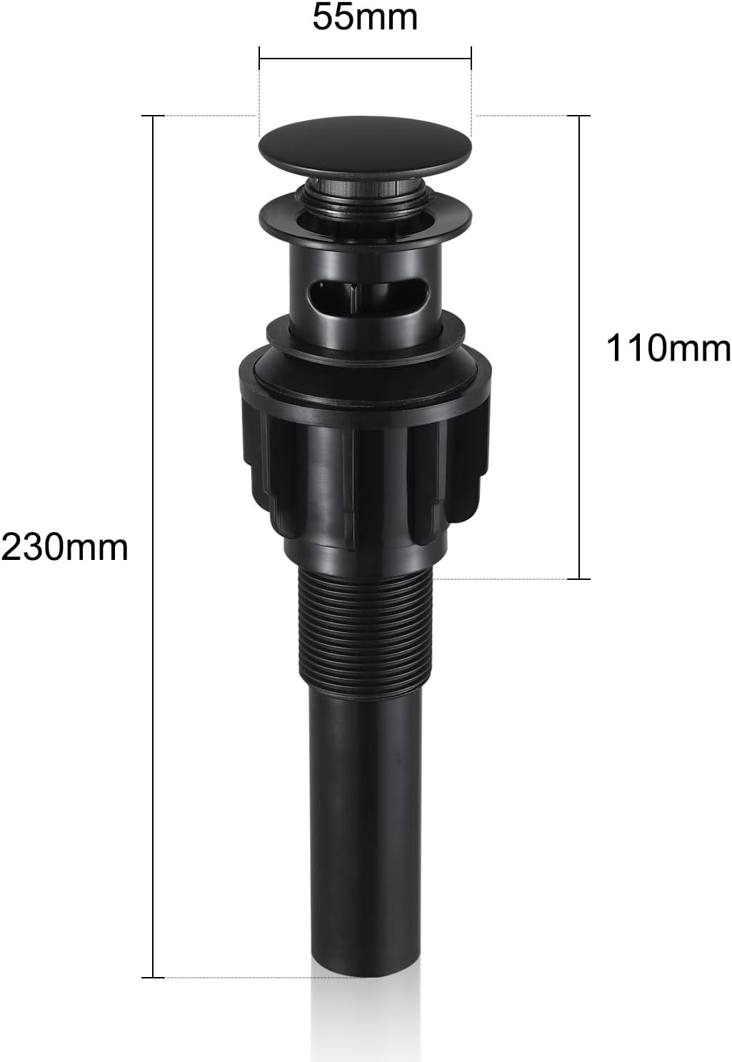 Jorilaisa Pop Up Drain Stopper with Overflow - Matte Black