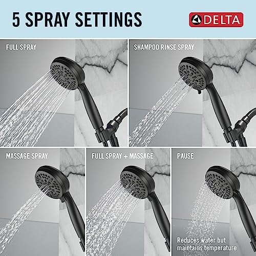 Delta 5-Spray Handheld Shower Head with Hose Matte Black