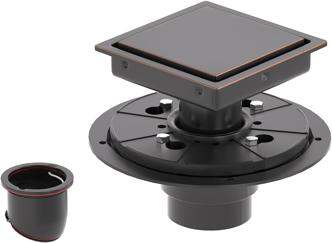 HOMOTEK 4 Inch Shower Drain with Oil Rubbed Bronze Finish