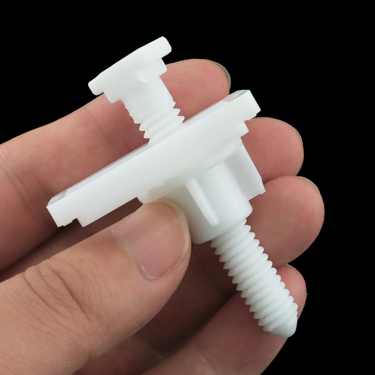 Rectangular Toilet Seat Hinge Bolt Set 2PCS White Plastic