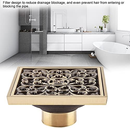 39 Inch Square Shower Drain in Antique Brass