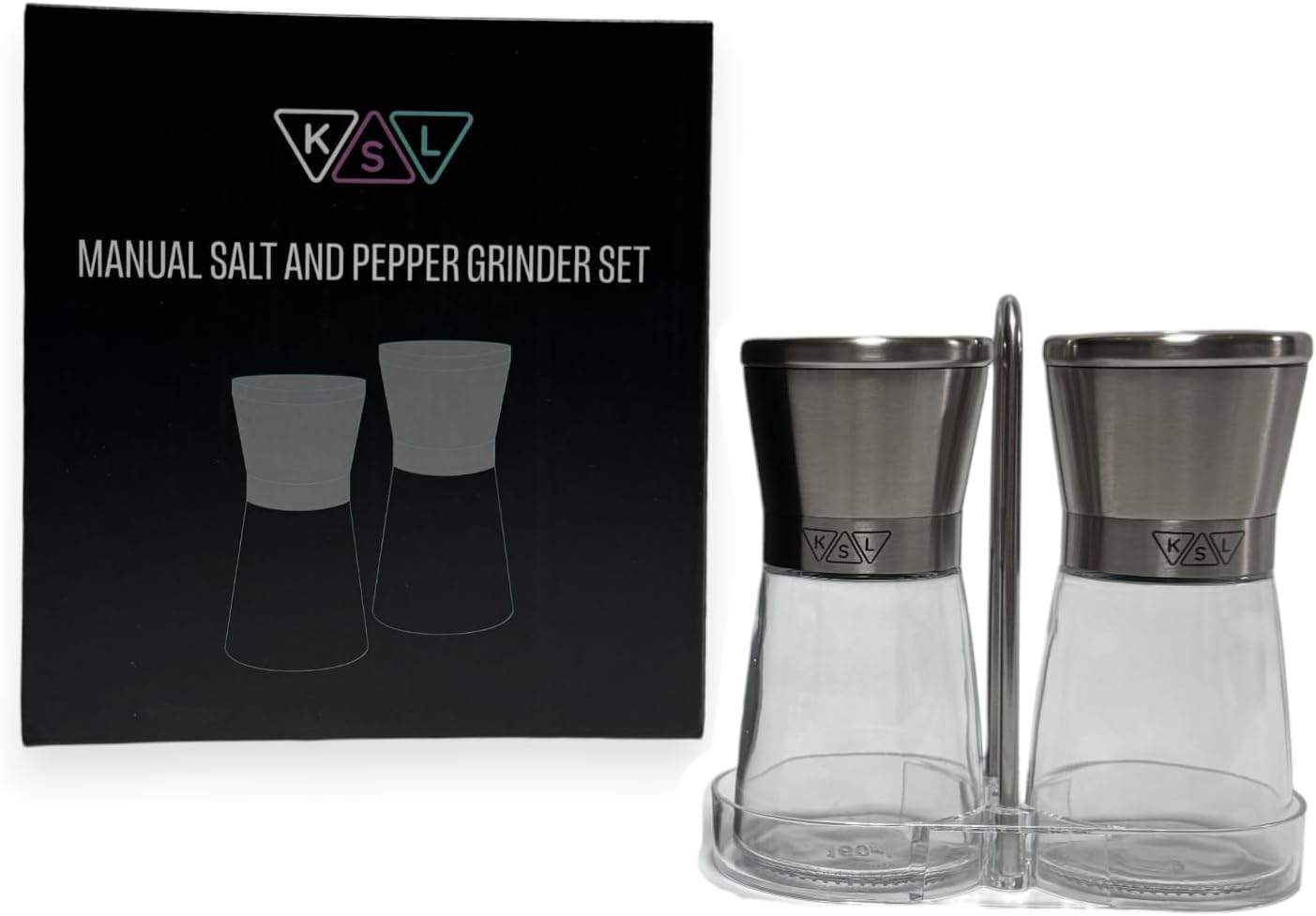 KSL Original Manual Glass Salt and Pepper Shakers Set