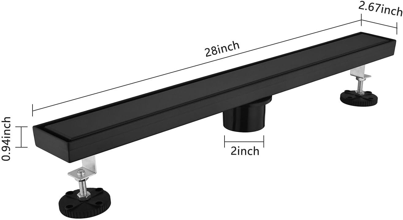 28-Inch Linear Shower Drain with Hair Strainer