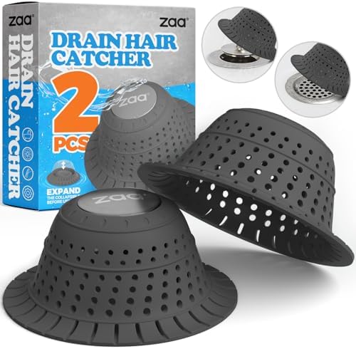 Zaa Bathtub Drain Hair Catcher 2 Pack Silicone Collapsible