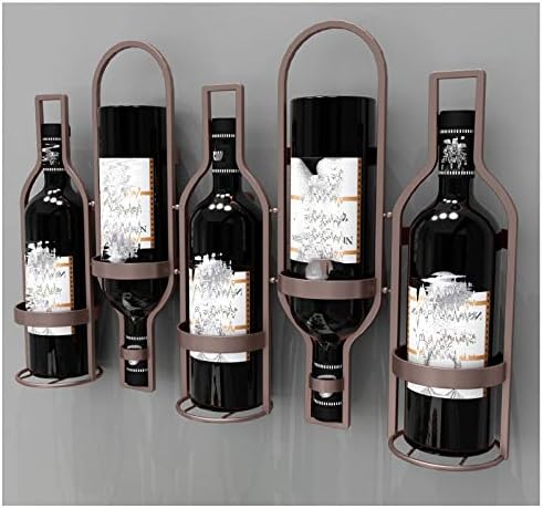 Wall Mounted Wine Bottle Holder Metal Wine Rack - 5 Bottle Capacity