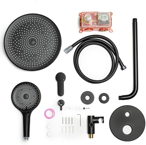 Rainfall Shower System with Handheld Hose and Trim - Matte Black