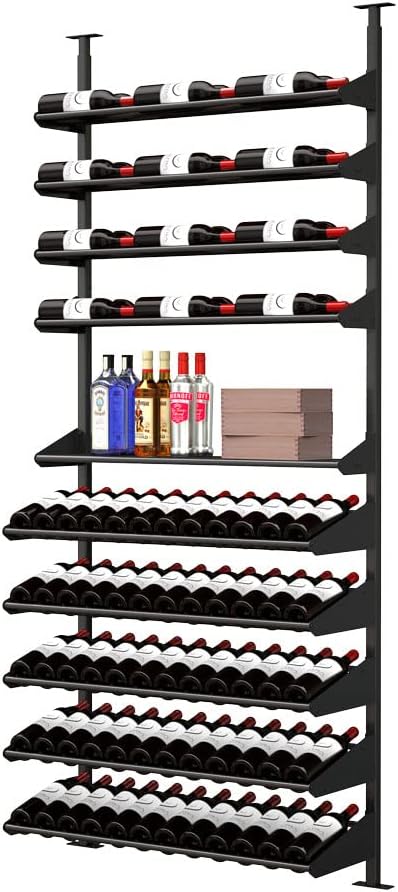 Black Metal Wine Rack - Stores 84 Bottles Modular Design