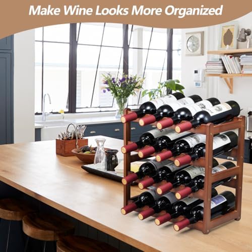 Homevany 4-Tier Bamboo Wine Rack Holds 16 Bottles