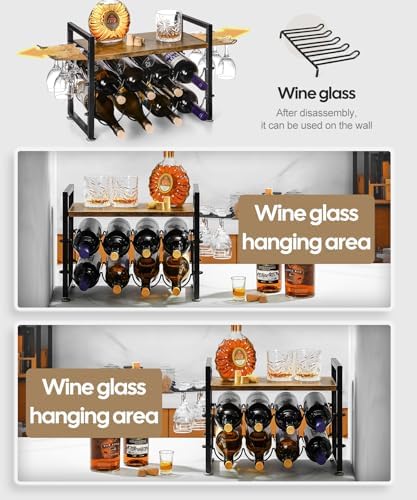 Vilaxing Countertop Wine Rack 8 Bottles 12 Glasses 1