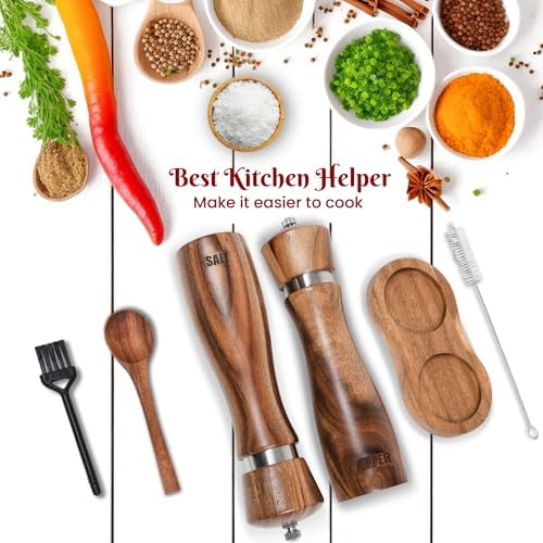 Wooden Salt Pepper Grinder Set 8 Inches